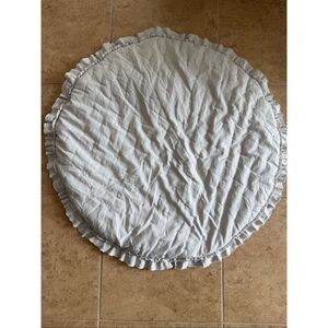 Round Ruffle Baby Play Mat, 33" Diameter, Soft Neutral Colors, Nursery Decor